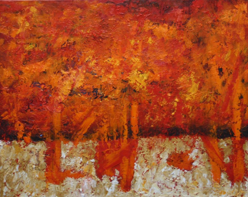 Autumn, oilpainting with dutch sand, 100 x 80 cm.